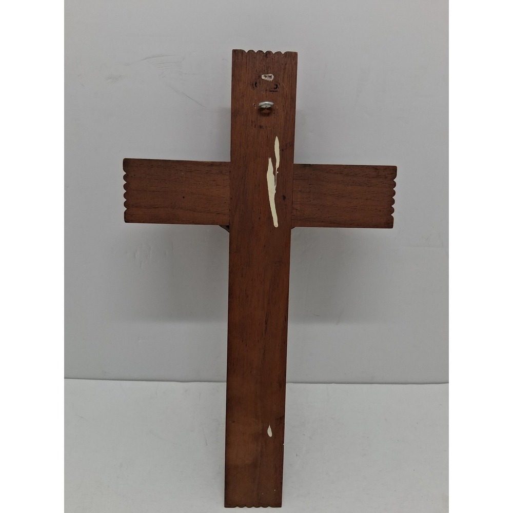 Vintage Wood Sick Call Crucifix Hidden Compartment Last Rites Set Wall Cross 13"